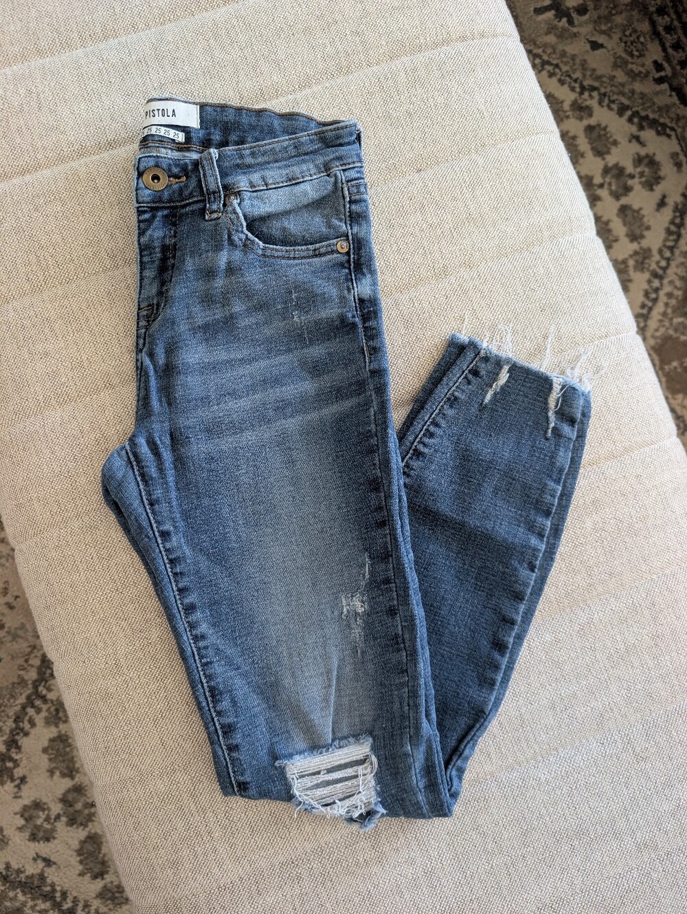 Pistola Arielle Skinny Scissor Cut Raw Hem Jeans | Size 25